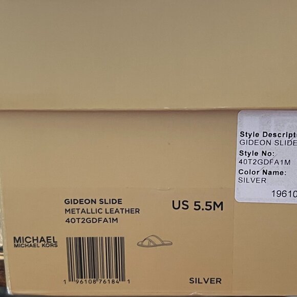 Michael Kors Gideon Slide Silver NIB 5.5 - Picture 6 of 7